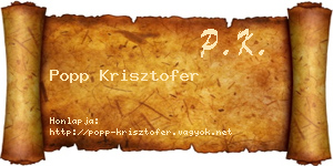 Popp Krisztofer névjegykártya